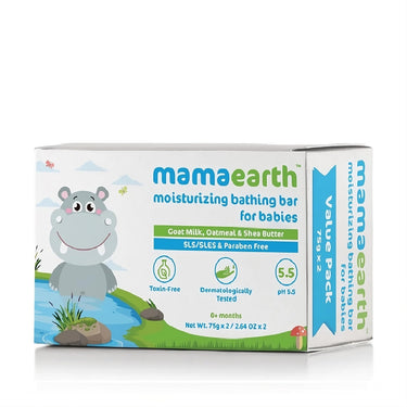 Mamaearth Moisturizing Baby Bathing Soap Bar, pH 5.5, with Goat Milk & Oatmeal. Pack of 2, 75gms each